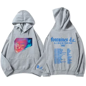 Grey Fontaines D.C. graphic hoodie front view