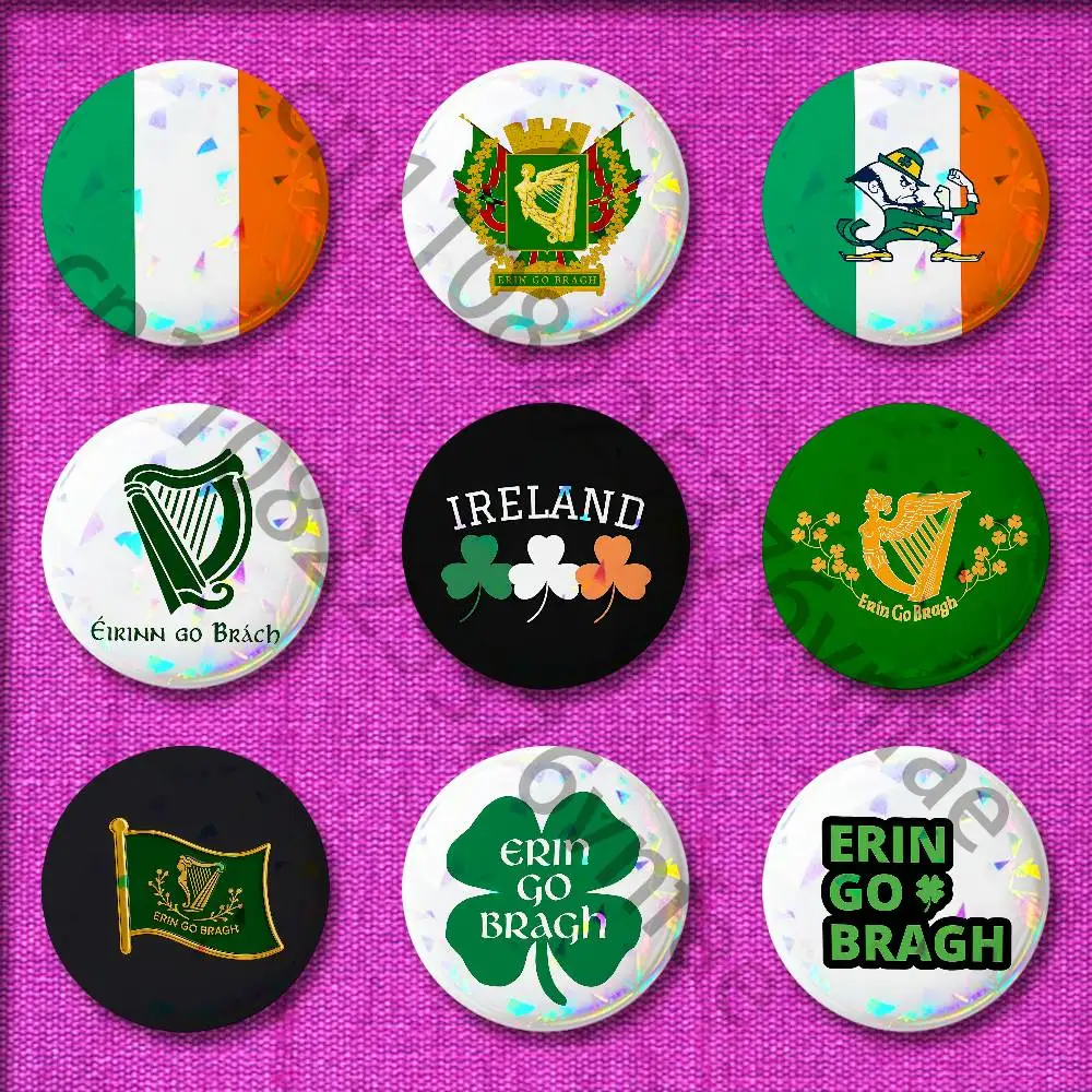Irish Heritage Flag Pin Badge Round Irish heritage pin badge, front view