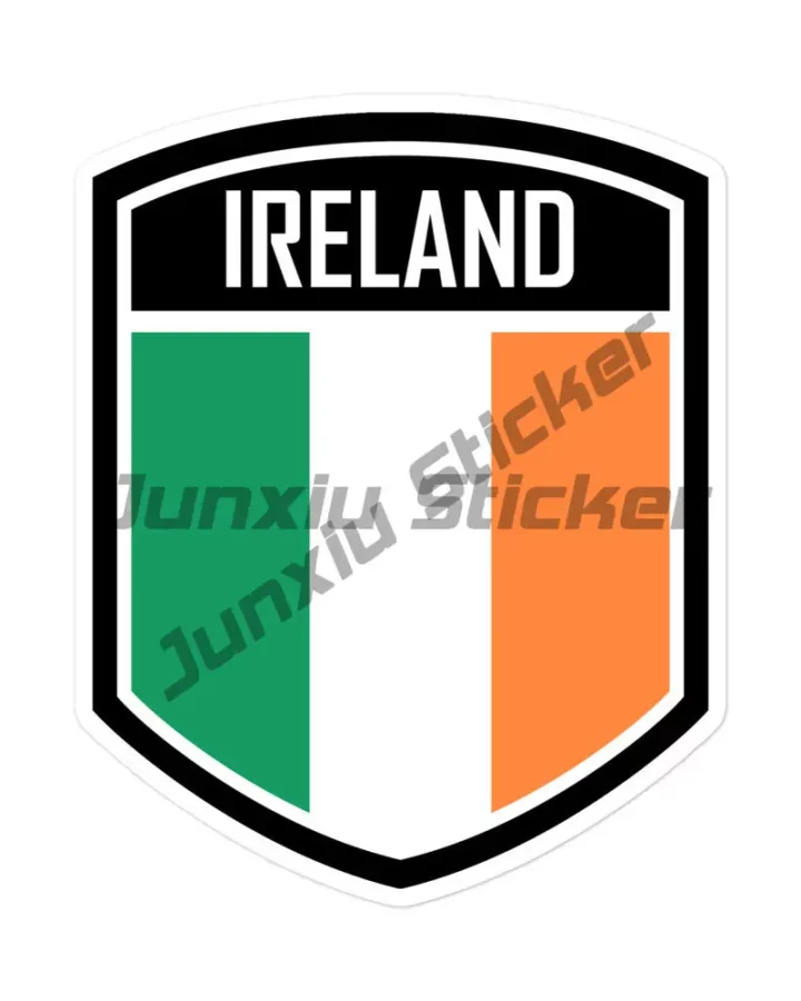Close-up of reflective finish on Ireland oval sticker