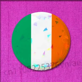 Irish Heritage Flag Pin Badge 44mm badge front view