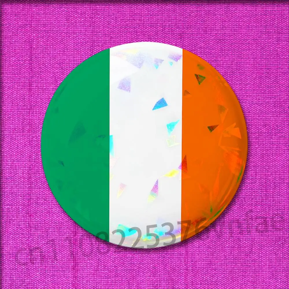 Irish Heritage Flag Pin Badge 44mm badge front view