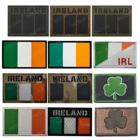 Embroidered Irish flag patch close-up