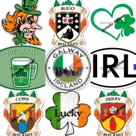 Round reflective silver Ireland shamrock sticker 26cm