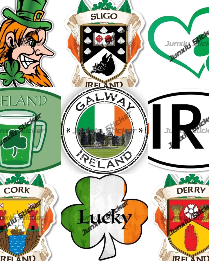 Round reflective silver Ireland shamrock sticker 26cm
