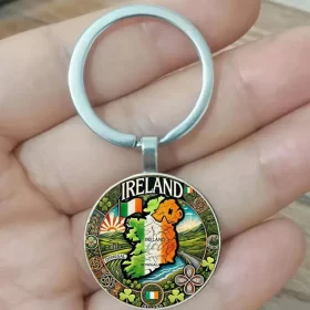 Irish map keychain front view