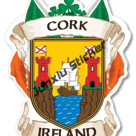 Pack of single reflective Irish county design sticker 13cm