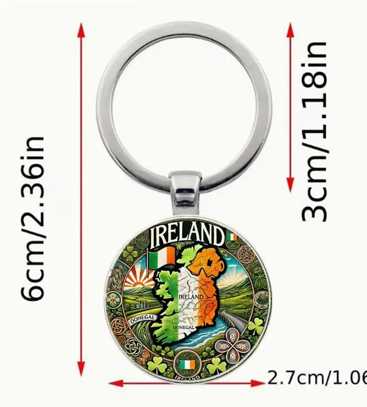 Irish map keychain reverse view