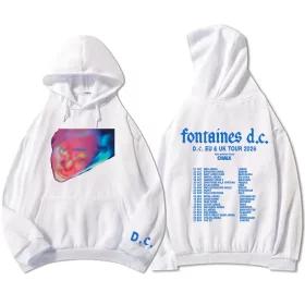 White Fontaines D.C. graphic hoodie front view