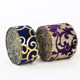 Close-up of patterned Irish ribbon texture and edge