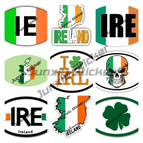 Reflective silver Ireland coat of arms oval sticker on a car window