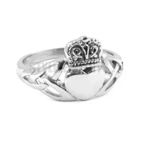 Stainless steel Claddagh ring Silver Claddagh ring close-up of heart and crown