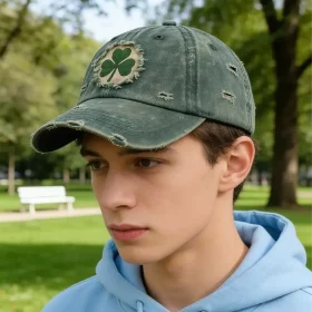 Kids' Celtic Shamrock Cap Kids cap side view showing brim