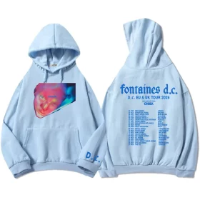 Light blue Fontaines D.C. graphic hoodie front view