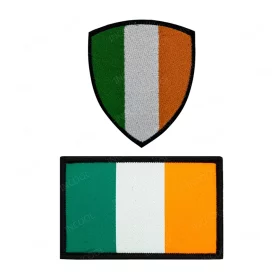 Red embroidered Irish flag patch 8 x 5 cm front