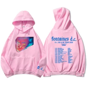 Pink Fontaines D.C. graphic hoodie front view