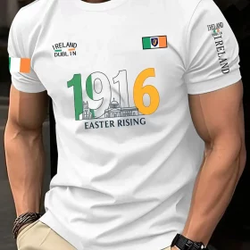 T-shirt front with 1916 Easter Rising and Irish flag graphic — colour option 1