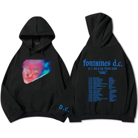 Black Fontaines D.C. graphic hoodie front view