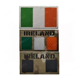 Reflective Irish flag patch on dark background