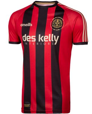 Bohemian FC 2025/2026 home jersey in black and red stripes