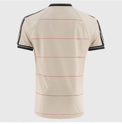 Back of cream Bohemians Guinness-style adult away jersey with red pinstripes